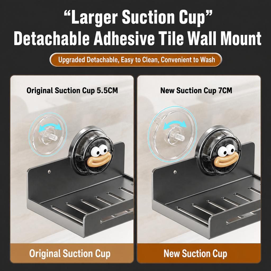 Suction Cup Storage Rack Wall Mounted No-Drill Bathroom Kitchen Drainage Organizer Carbon Steel