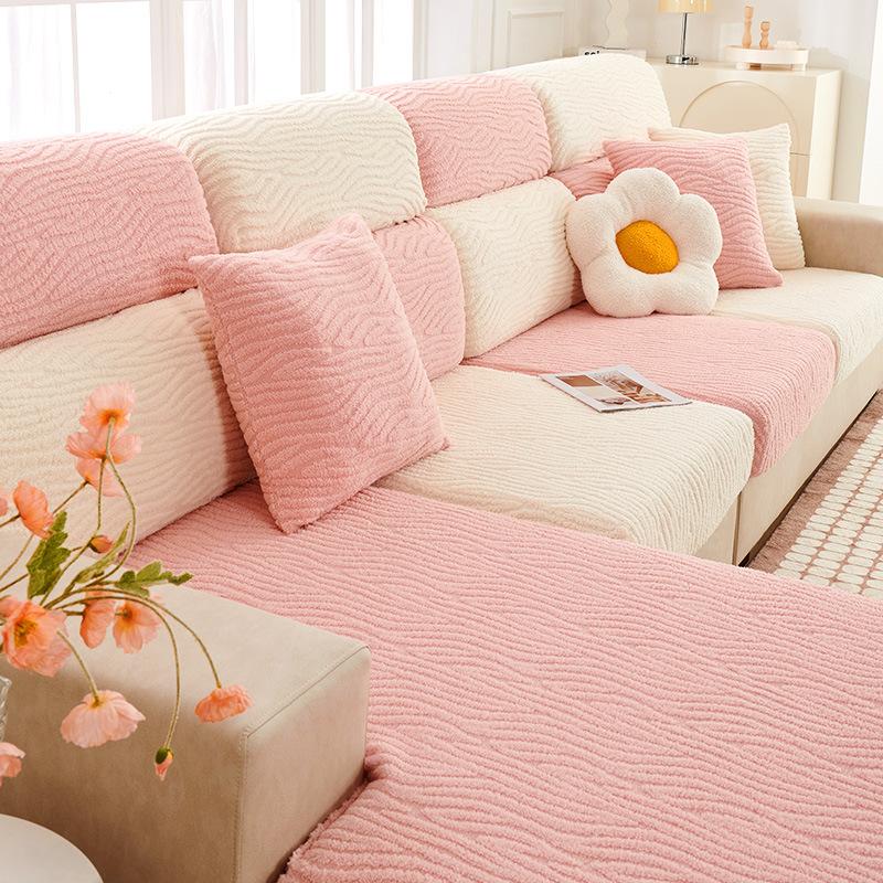 Plush Sofa Cover Full Package Lazy Elastic Non-slip Sofa Cover Cover Hats Backrest Cushion Towel Cover Cloth Thickened