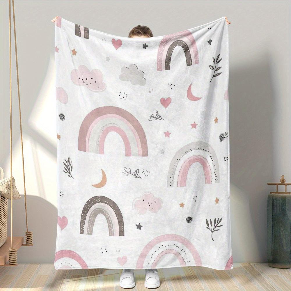 1pc a Charming Flannel Blanket Featuring a Rainbow Design, Soft And Lightweight, Ideal for Home Decor, Sofa Throws, Guest Room B