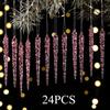 24 Pieces of Creative Christmas Acrylic Simulated Icicles Christmas Tree Hanging Decorations, Suitable for Christmas Home Decora