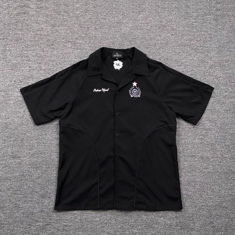 

Classic Black Letters Logo Embroidery Short Sleeved Shirts Men Women Casual loose Shirt M чёрный