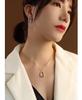 Marka French Geometric Square Necklace & Clavicle Chain Set with 18k Gold Titanium Steel Earrings Studs
