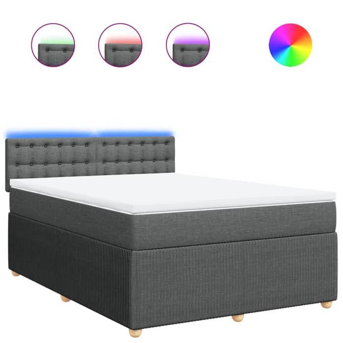 VidaXL Sommier à lattes de lit avec matelas Gris foncé 140x200cm Tissu 3289794