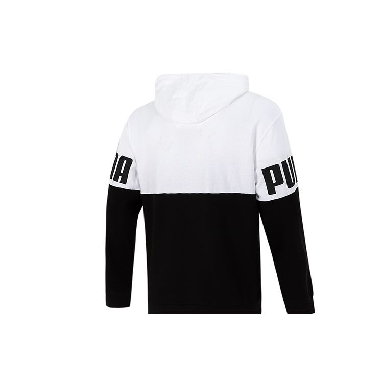 Puma Pánská sportovní mikina s kapucí a potiskem loga, prodyšná, černá/bílá 847723-02