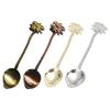 Tropical Leaf Coffee Spoons 4PCs Premium Melal Metal For Cake Serving Dessert Tools Easy To Clean