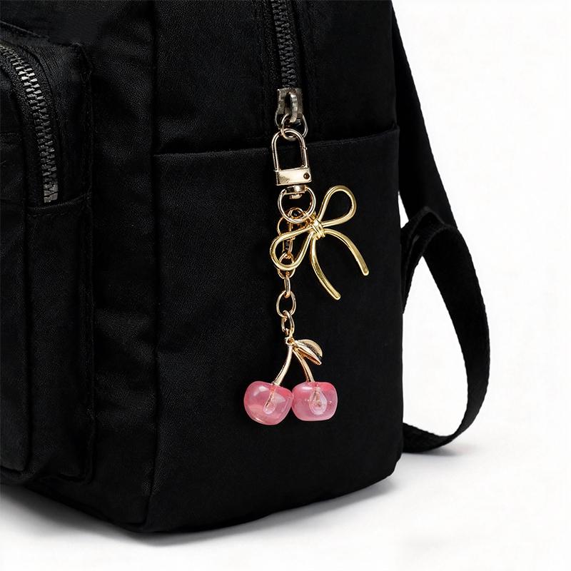 1 Stück Tasche Exquisit Niedlich Langlebig Kirschfarbener Anhänger Realistischer Schlüsselanhänger Schick Realistisch Premium 9x3cm