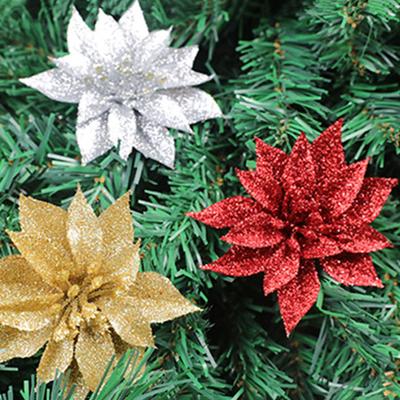 Fake Flower Eye-catching Wide Application Compact Double Layer Poinsettia Christmas Artificial Decor for Festival