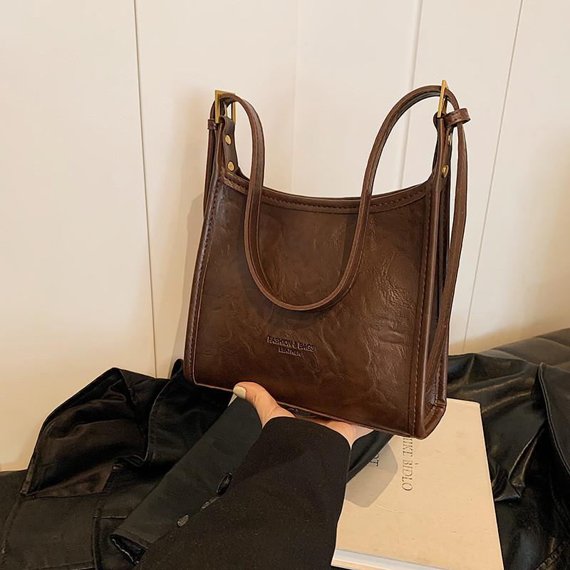 Stylish Vintage Fashion Tote Bag For Women Spacious Commuter Design In Black Brown White