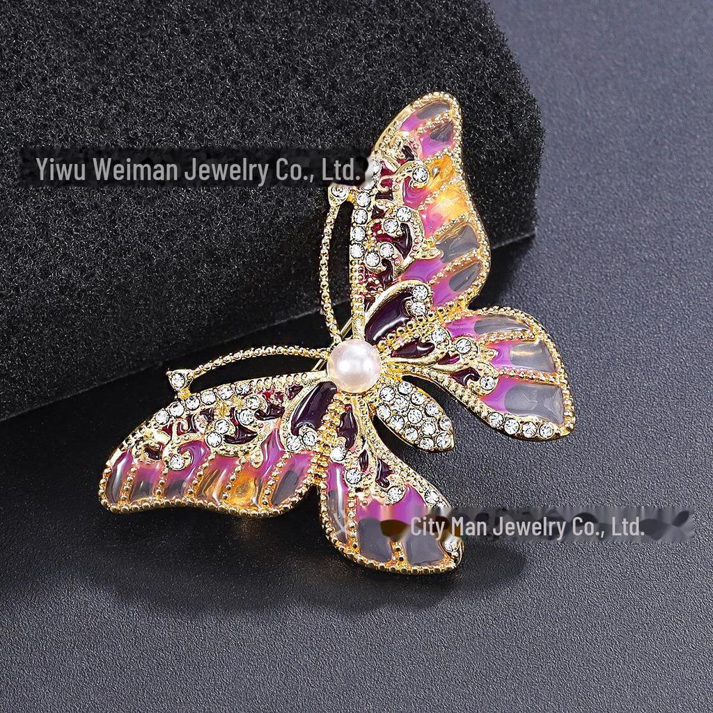 Elegant Enamel Butterfly Brooch: Versatile Accessory for Suits, Coats, Corsages, & Cheongsams.