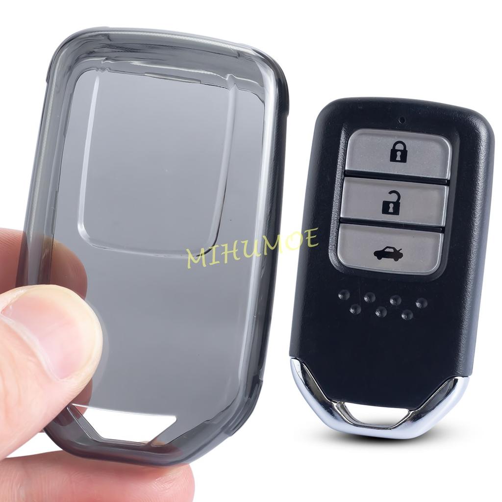 For Honda Civic Pilot CRV HRV Accord Passport Ight Clarity Odyssey Black Transparent Key Fob Case Cover Keychain Light Thin