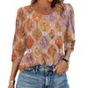 Womens Tops 3/4 Sleeve With Buttons Casual Blouses Summer Outfits Beach Vacation Clothes