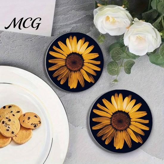 Easy Clean Car Coaster 2PCS Coasters, Decorative Silicone Non-Slip Auto Accessories, Reusable Wear-resistant Stain-Resistant Thermal Pads, for