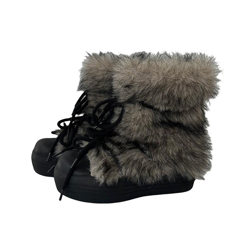 Leather snow boots women`s new winter