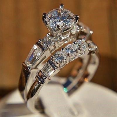 Magnifique Femmes 925 Argent Anneaux De Mariage Bijoux Blanc Saphir Bague Taille 6-10