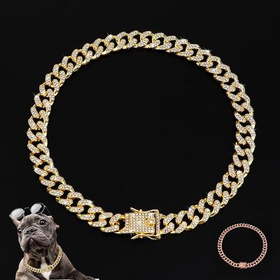 Bling Strass Haustier Hund Kette Halsband Luxus Kristall Hund Halskette Choke für Show Party kleine mittelgroße Hunde
