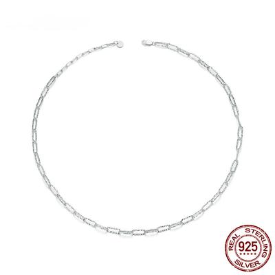 S925 Sterling Silver Punk Style Stackable Basic Chain Link Square Buckle Necklace for Women Party Fine Jewelry