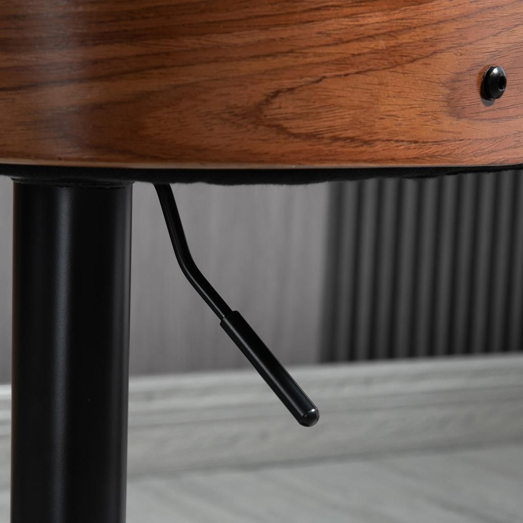 Set of 2 Height-Adjustable Bar Stools 360 Degrees Swivel with Footrest, Tufted Fabric