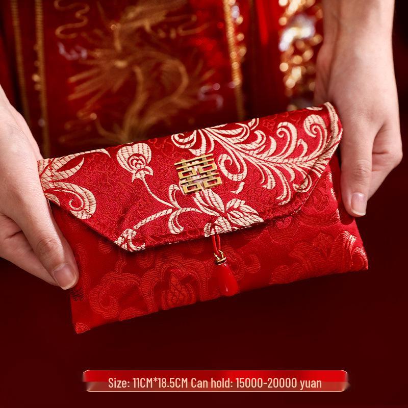 High-End Chinese Wedding Red Envelope Bag for 10,000 Yuan, New Style Cloth Art Design, Perfect for Parents' Address Change Gift