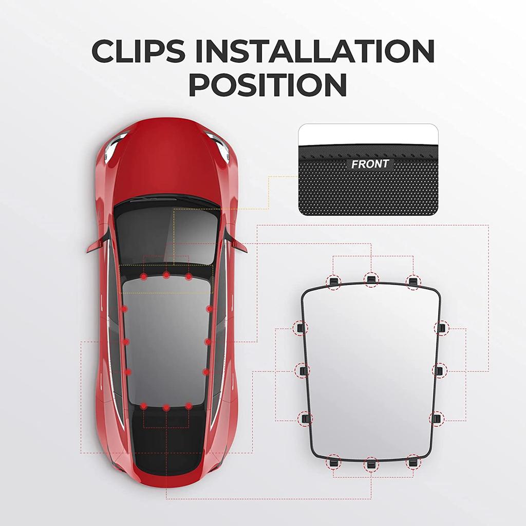 For Tesla Model Y Sunshade 2020-2023 UV Ray Heat Insulation Glass Roof Shade Foldable Mesh Skylight Protector Interior Accessory
