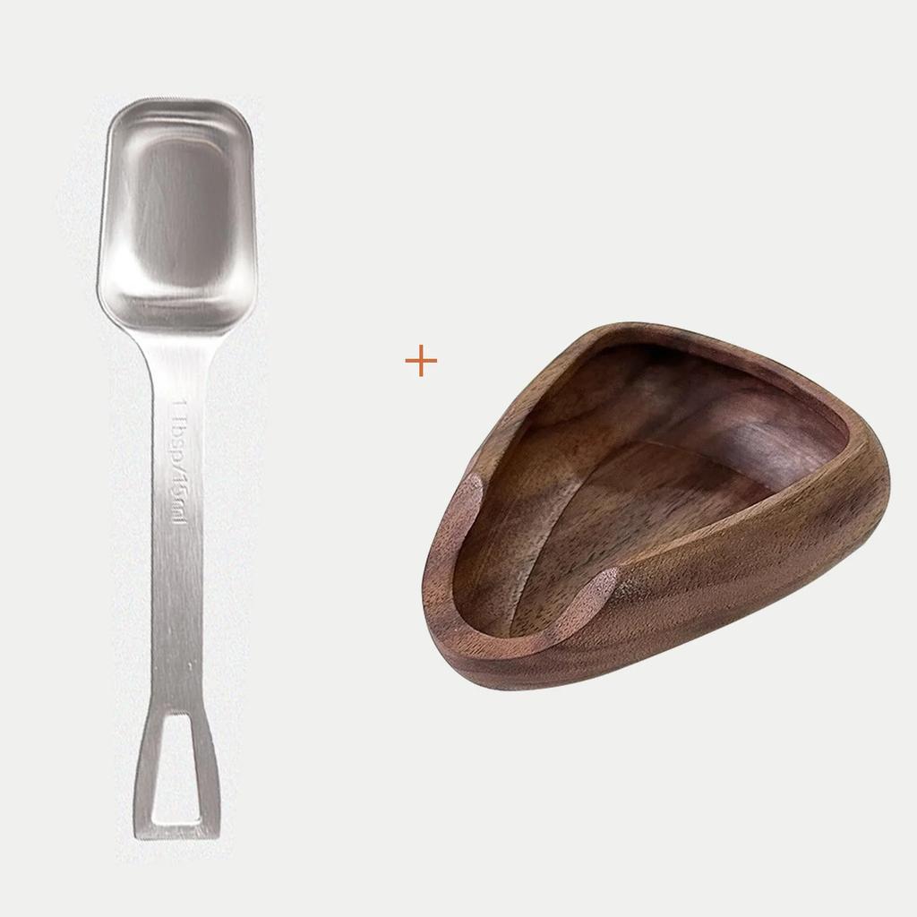 Coffee Beans Dose Tray Pottery/Walnut Wood Weighing Bean Tea Dish Coffee Powder Measuring Cup Coffee Accessories for Cafe Home