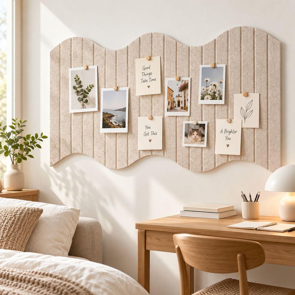 Vertical Ribbed Texture Felt Wall Panel Wave Edge Message Board Dormitory Decoration