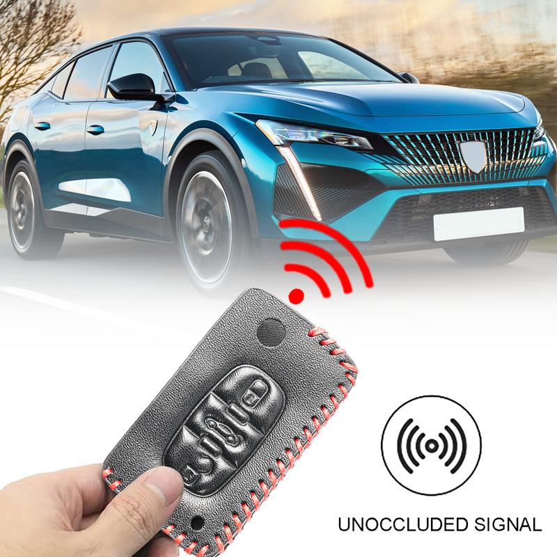 For Peugeot 207 307 308 407 607 807 Citroen Grand C4 Picasso DS3 DS4 Jumpy 3 Button Leather Key Fob Cover Case Protector Shell