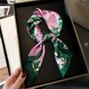 Women's Korean Style Retro Printed Imitation Silk Scarf for Professional and Casual Use