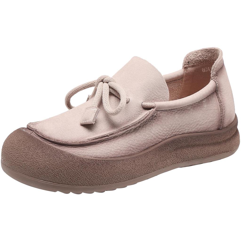 Hot-Selling Women's Vintage Leather Loafers - Soft Sole, Comfortable Round Toe, Slip-On Flats for Autumn (Model 801360)
