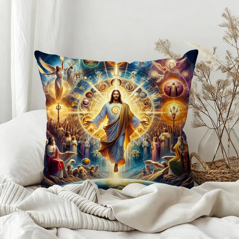 Sacred Heart  Celestial Symbols Pillow Case Bedroom Sofa Living Room Backrest Decoration Square Cushion Nap Time