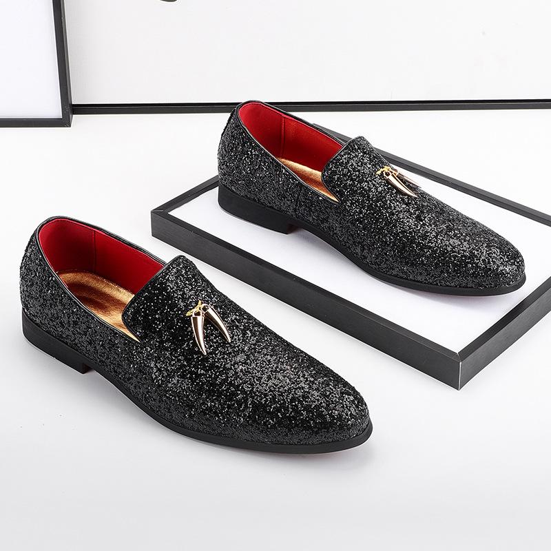 Men's Casual Shoes Men Fashion Sequins Bling Glitter Party Wedding Flats Mens Light Comfortable Driving Loafers Moccasins