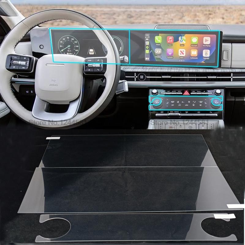

Tempered glass screen protector For Hyundai Santa Fe 2024 2025 12.3 inch infotainment digital cluster trument air conditioner