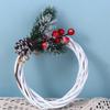Xmas Hanging Blank Ornament Natural Wicker Wreath Christmas Decoration Rattan Ring White Garland