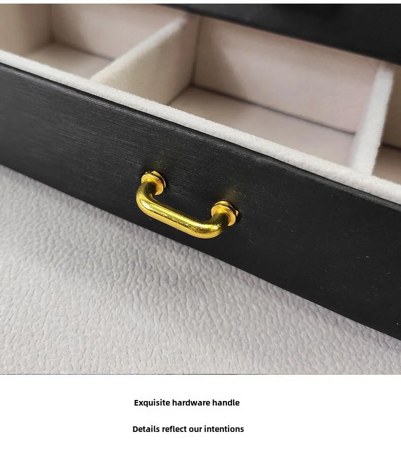 Cutie portabilă de depozitare bijuterii cu trei straturi pentru cercei, coliere și inele