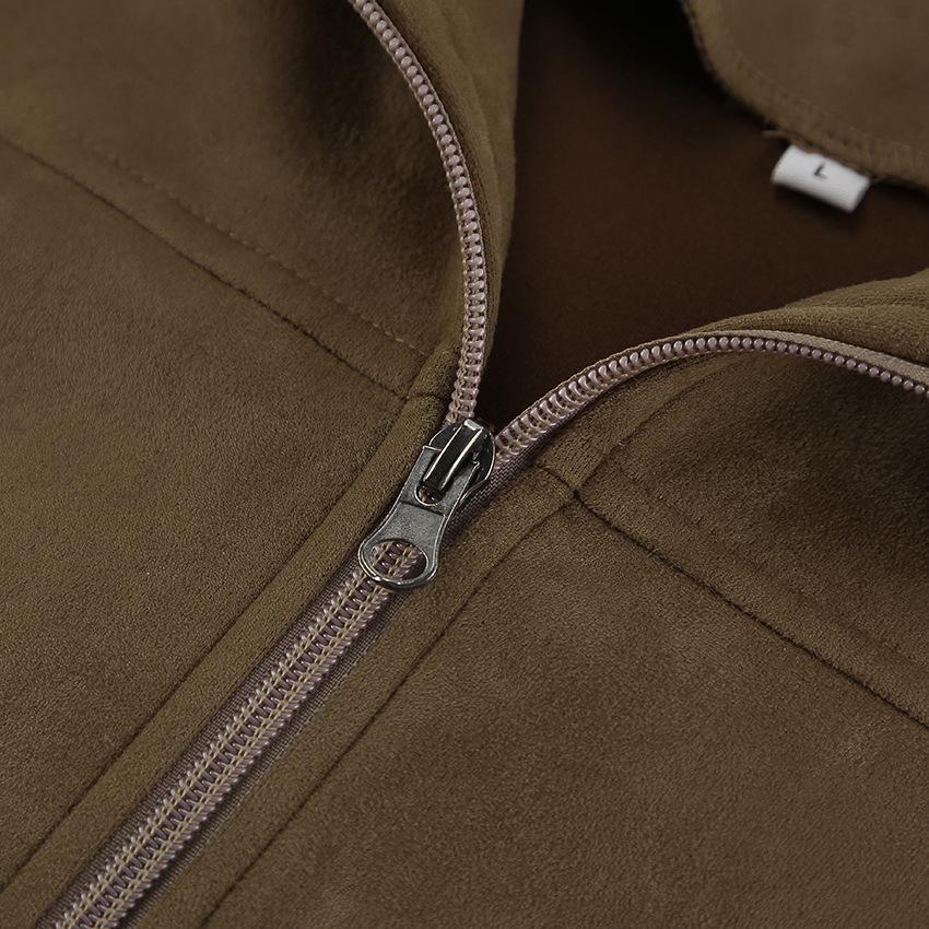 2025 Autumn/Winter Women's Retro Khaki Suede Jacket