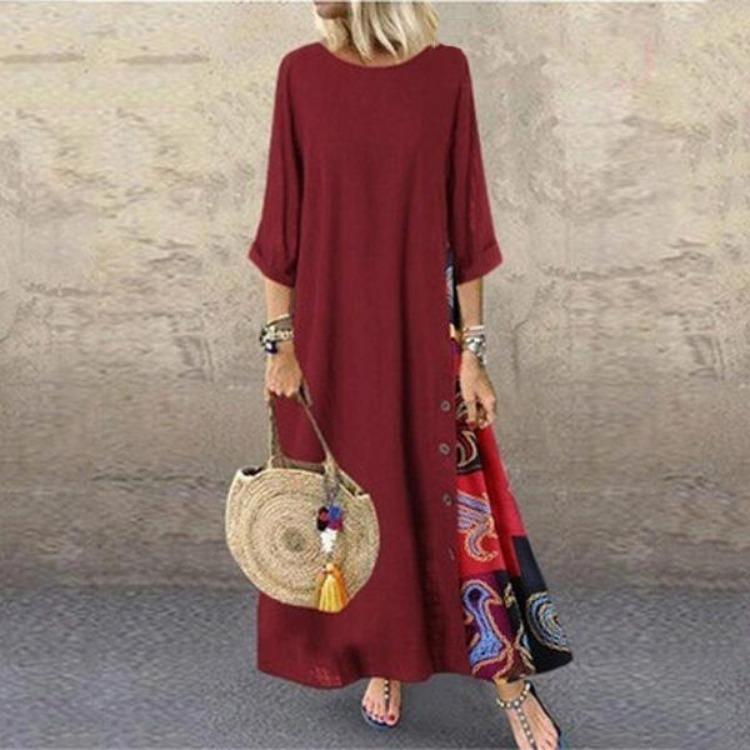 Plus Size Floral Maxi Dress Women Loose Swing Long Vestidos Big Half Sleeve Casual Holiday Beach Robe