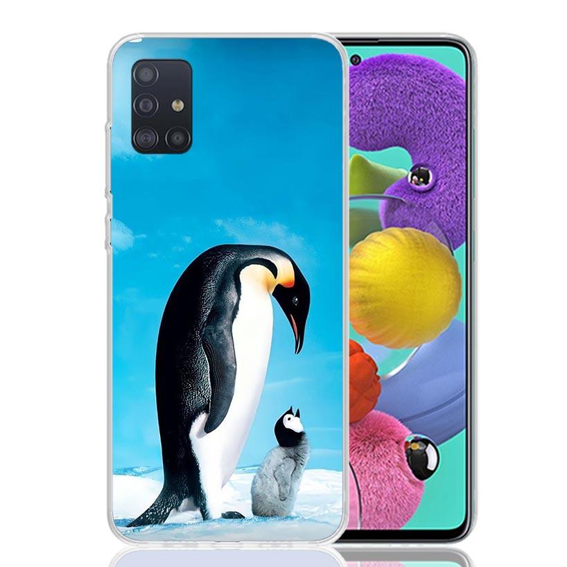 Penguins Love At The North Pole Phone Case For Samsung Galaxy A52 A32 A22 A12 A02S A50S A30S A51 A31 AA71 Note 20 Ultra 10 S10 P