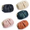 Fashion Wrinkle Mini Wallet Double-layer Zipper Short Wallet Solid Color Multifunctional Card Holder Women