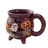 Halloween Keramiktasse - Lila Kesselform mit Kürbis und Design, Trinkgeschirr für Feiertagspartys, 12 oz