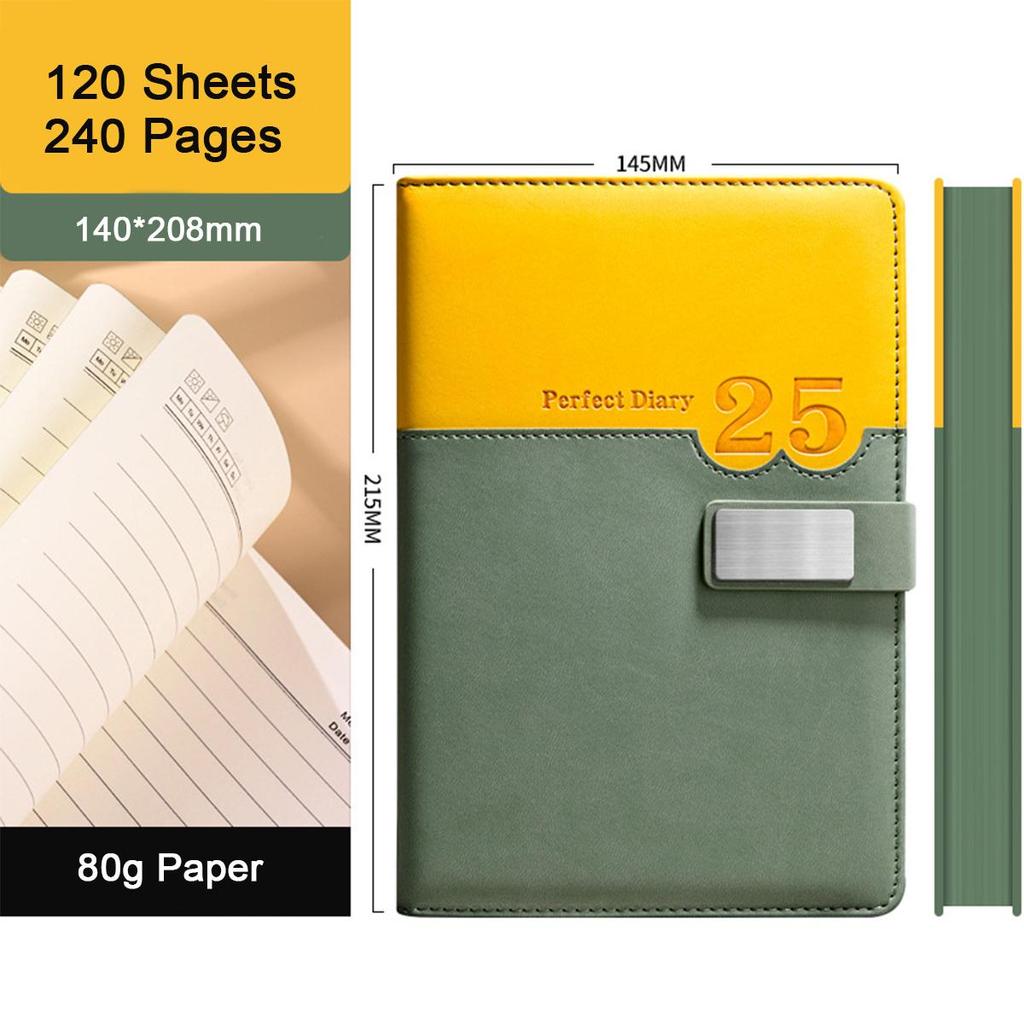 Notatnik biznesowy A5 ze skórzaną klamrą, dziennik spotkań roboczych, notatnik przedmiotowy ucznia, pogrubiony pamiętnik, liniowane strony, dziennik podróży