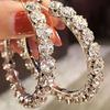 1 Pair Women Earrings Round Rhinestone Vintage Creative Hoop Earrings for Daily Wear