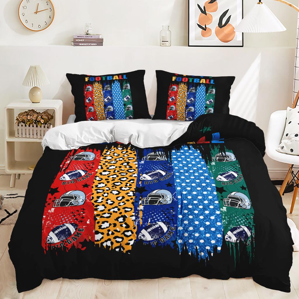 Funda nórdica con estampado digital 3D de fútbol, funda de almohada, juego de cama de tres piezas para dormitorio