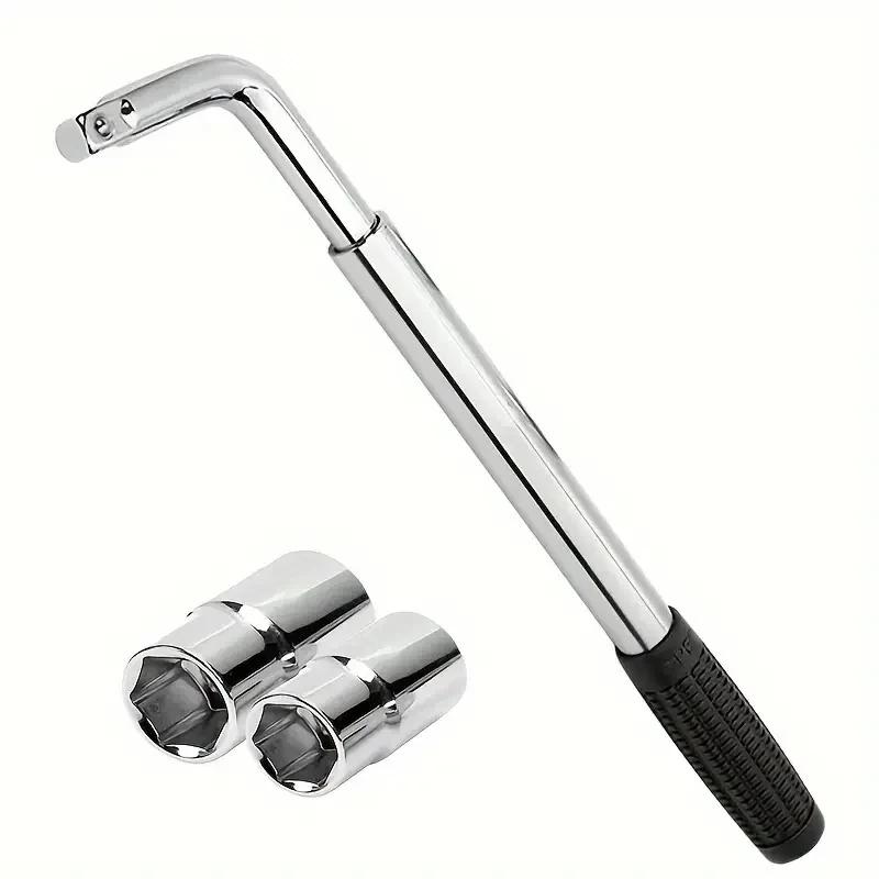 Adjustable Double Ended Wheel Wrench Telescopic Tyre Socket Nut Spanner Set 17/19/21/23mm for Car Van Truck Tire Change Repair