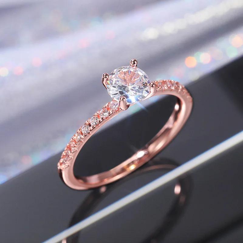 Korean 925 Silver Crystal Engagement Rings For Women AAA Zircon Cubic Ring Female Wedding Party Jewelry Gift