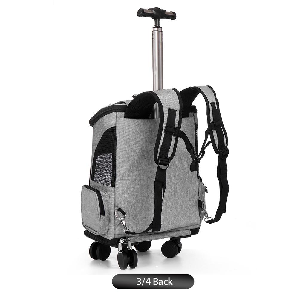 Wheeled Pet Carrier Backpack Travel Carrier for Puppy Dogs Cats Removable Rolling Wheels Mesh Ventilation Window Storage Pockets