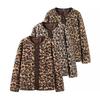 DAFIFY Women's Fashion Casual Leopard Print  Autumn Winter Long Sleeve V-Neck Jackets & Coats