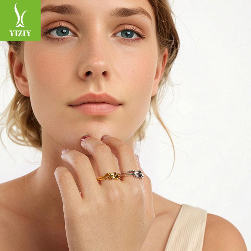 S925 Sterling Silver Couple'S Two-In-One Ring, Fashionable Personality Cold Wind Metal Texture Ring Ring