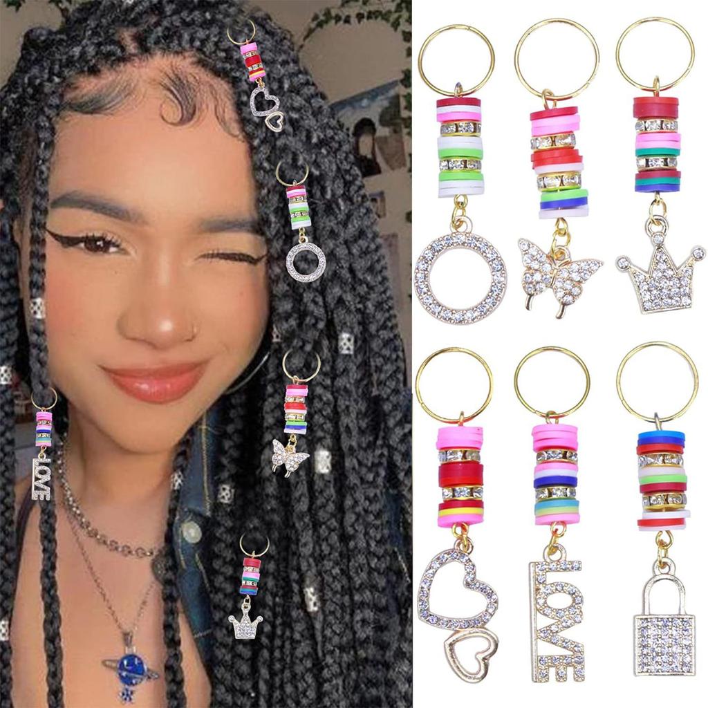 Rhinestones Dreadlock Bead Hair Beads Loose Hair Jewelry For Halloween Braid Clip Hair Rings Hair Clip Braid Rings