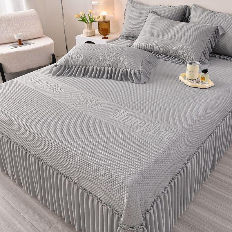 Machine Washable Summer Ice Silk Bed Skirt Cooling Mat Set