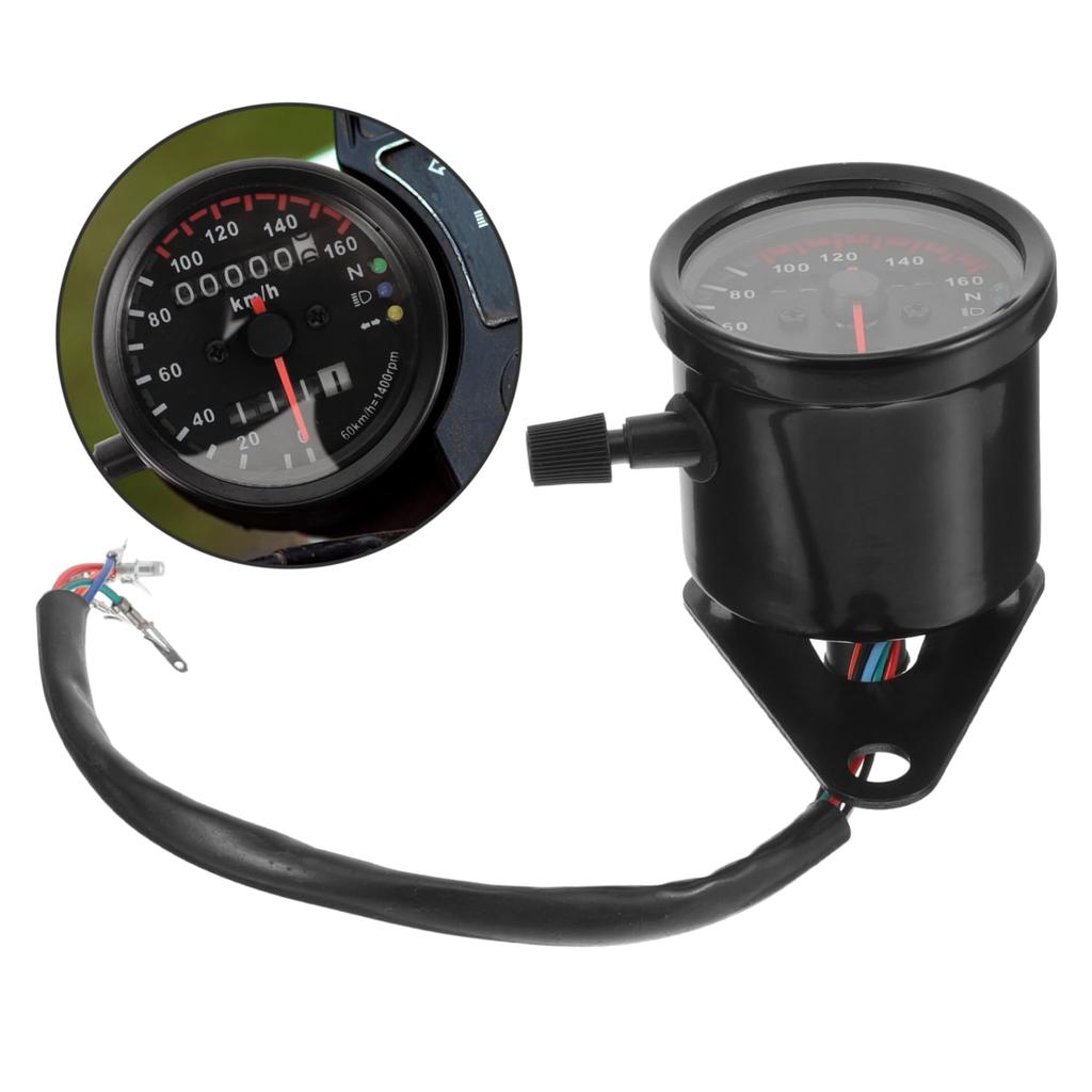 FUNOMOCYA Motorcycle High Accuracy Speedometer Black Metal High Odometer Motorcycle