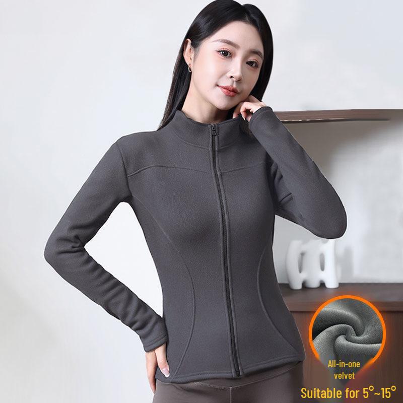 

2025 Women s Windproof Slim Fit Yoga Jacket - Stand Collar, Zip-Up, Long Sleeve for Autumn/Winter Running Fitness. M (40-50 kg)